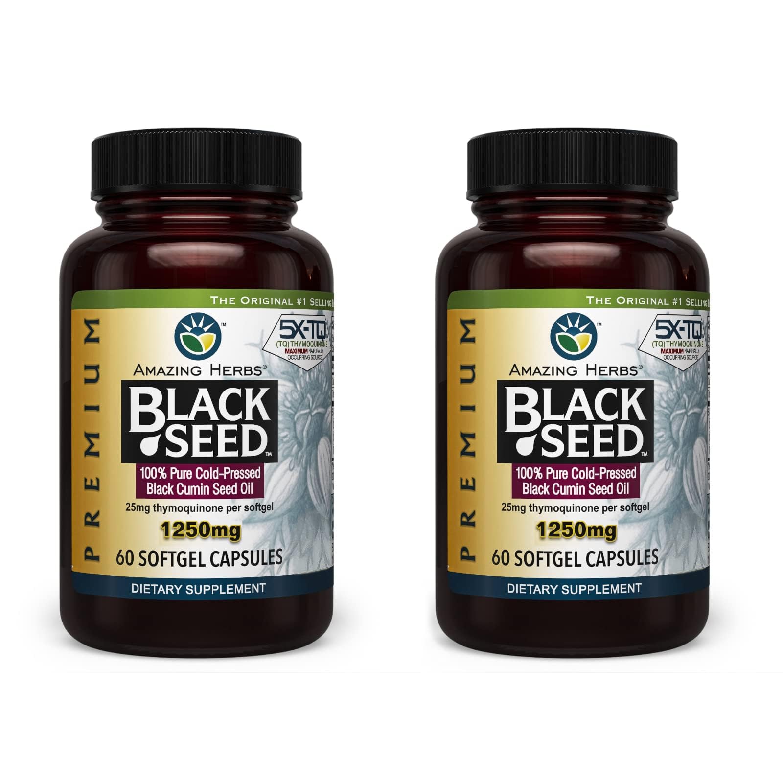 Amazing Herbs Premium Black Seed Oil - 60 Count Softgels, 1250mg — Amazon image 9