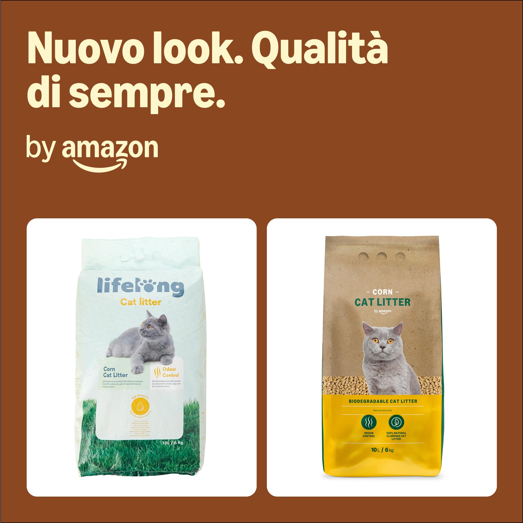 by Amazon Lettiera per Gatti Agglomerante al Mais, 10L (Confezione da 1) (in Precedenza un Marchio Lifelong, Stesso Prodotto)