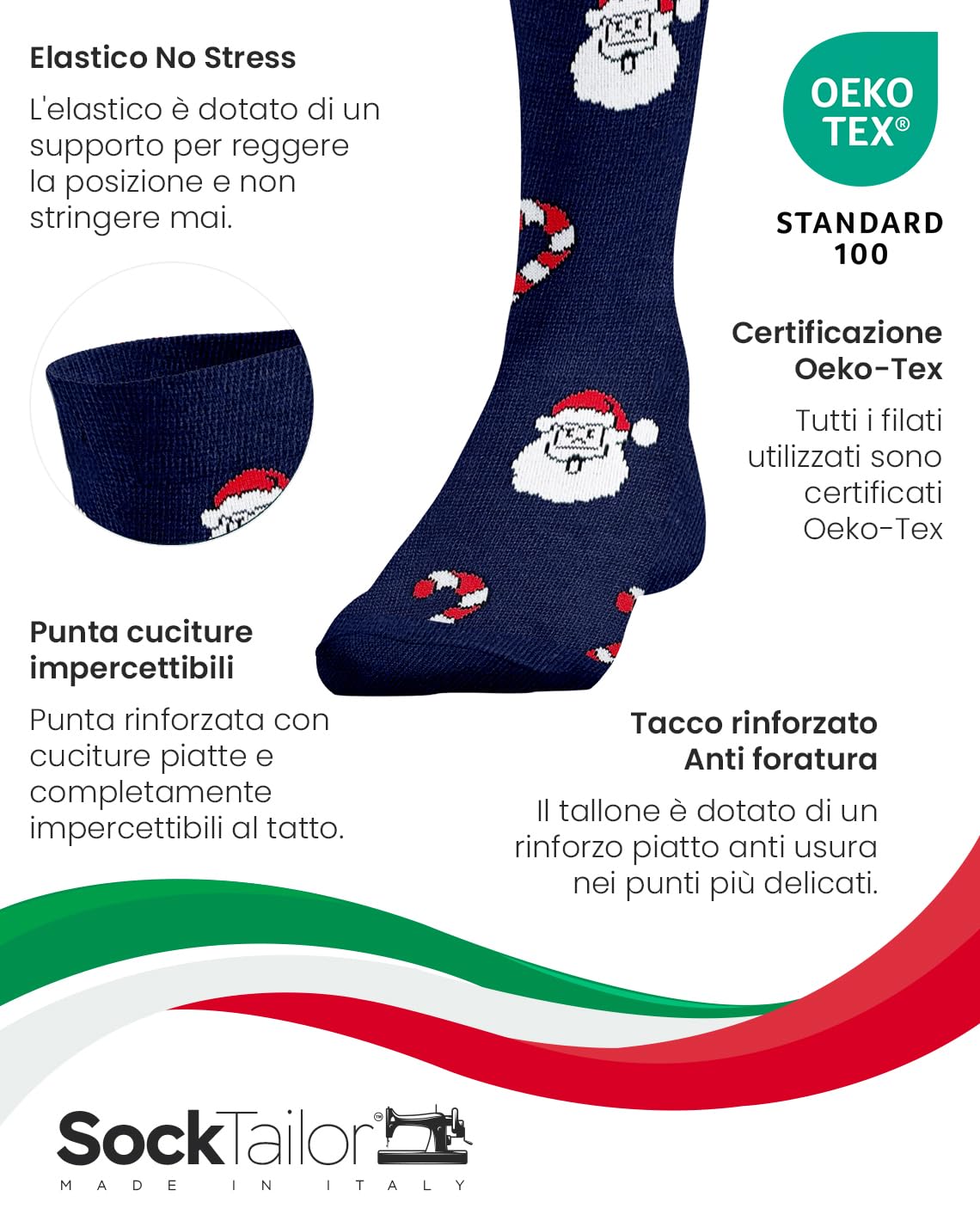 Calze Natalizie Uomo Lunghe in Caldo Cotone, Calzini Natale Eleganti Fantasia Invernale, Idea Regalo Originale Tre Quarti