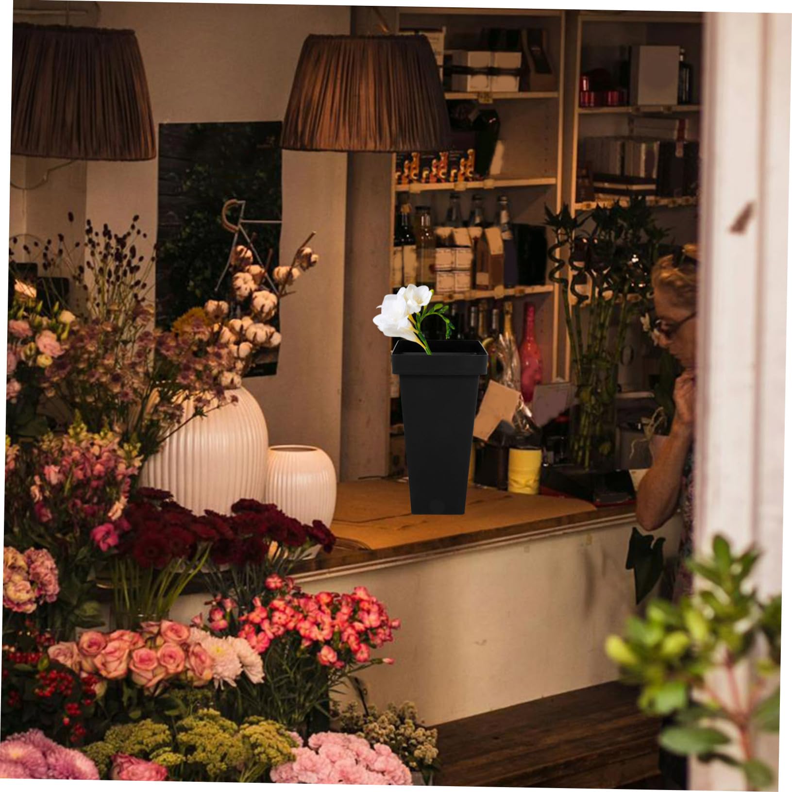 Anneome Blumenkörbe Moderne Blumenkörbe 2 Stück aus Kunststoff Leicht und Praktisch zur Dekoration Rustikaler Blumenhalter für Büro und Laden