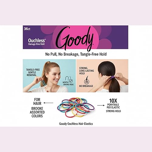 Miniatura 5 de Goody Ouchless, sin elásticos y metal, libertad, 4 mm, 5,5 pulgadas, 17 unidades, paquete de de 1
