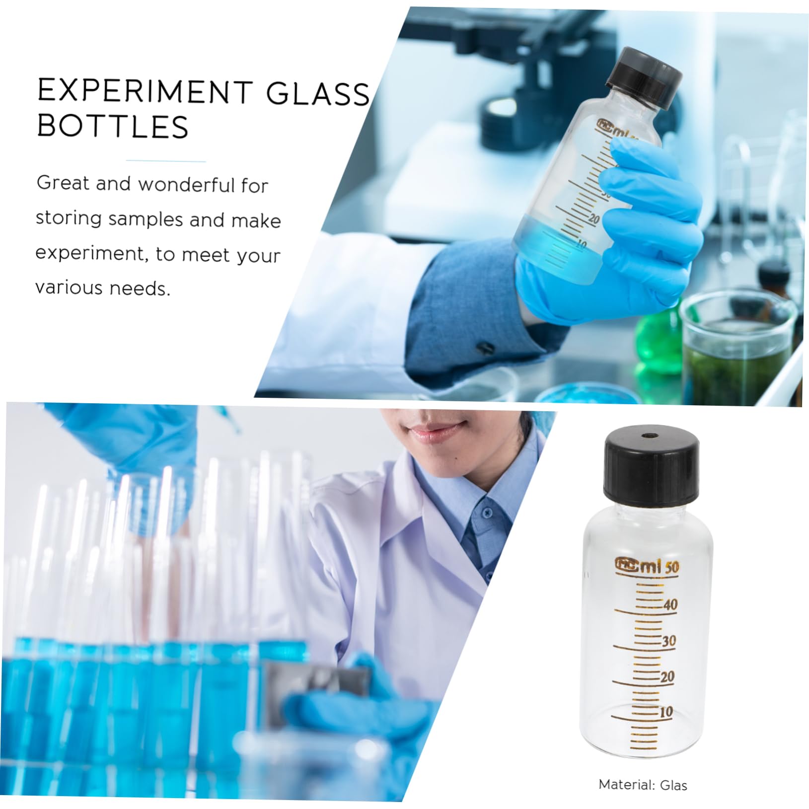 DECHOUS 2pcs Clear Glass Vials with Covers Leak Small Sample Bottles for Laboratory Use Practical Design for Safe Liquid Storage