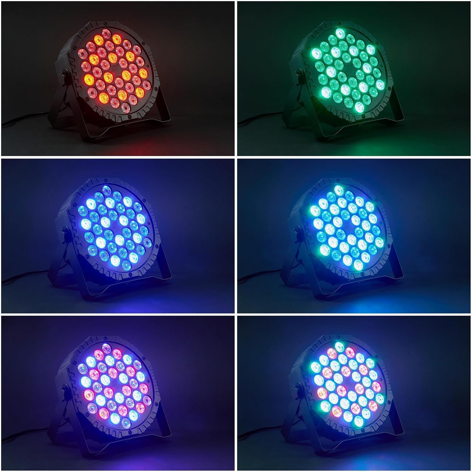 4 pièces LED Par Strahler, 36 LED 72W Discolicht Party Light, RVB DMX512 avec télécommande, lumière de scène 7 modes de lumière DJ licht pour Party Bar Stage Feste Show