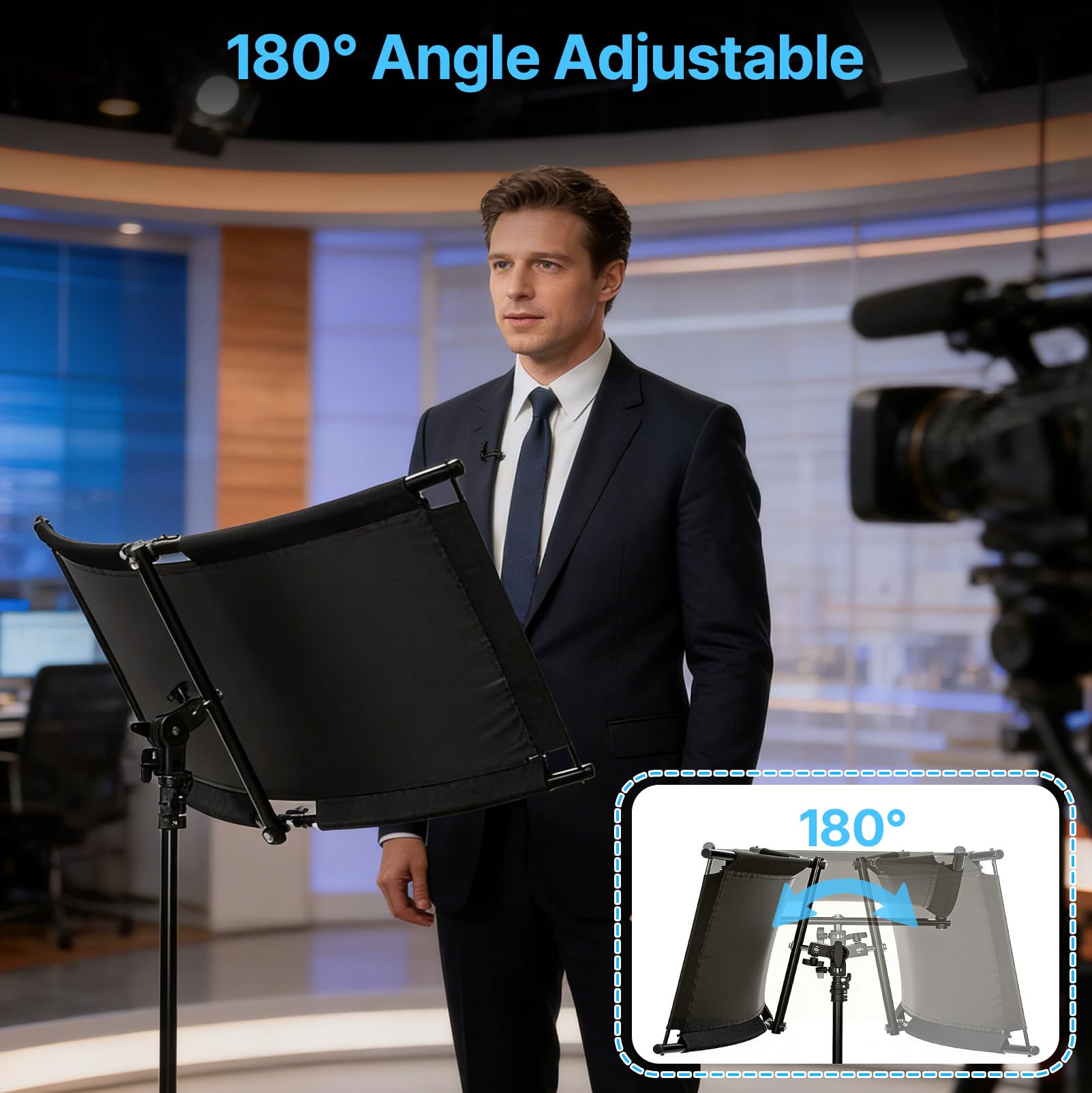 U-Reflektor Gebogener, U-Typ Fotografie Diffusor für Studio Porträts, 4-in-1 Schwarz/Weiß/Silber/Gold, 100x45cm, mit 1,5m Standfuß und Aufbewahrungstasche, Geeignet für den Einsatz in Fotostudios und