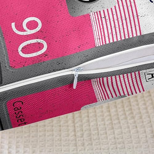 Feelyou Tape Reversible Throw Pillow Covers For Magnetic Tape Print Pillow Covers Home Decor Decorative Record Musical Square Cushion Covers Set Of 2 Vintage Pink Grey 18 X 18-Inch #TOP4