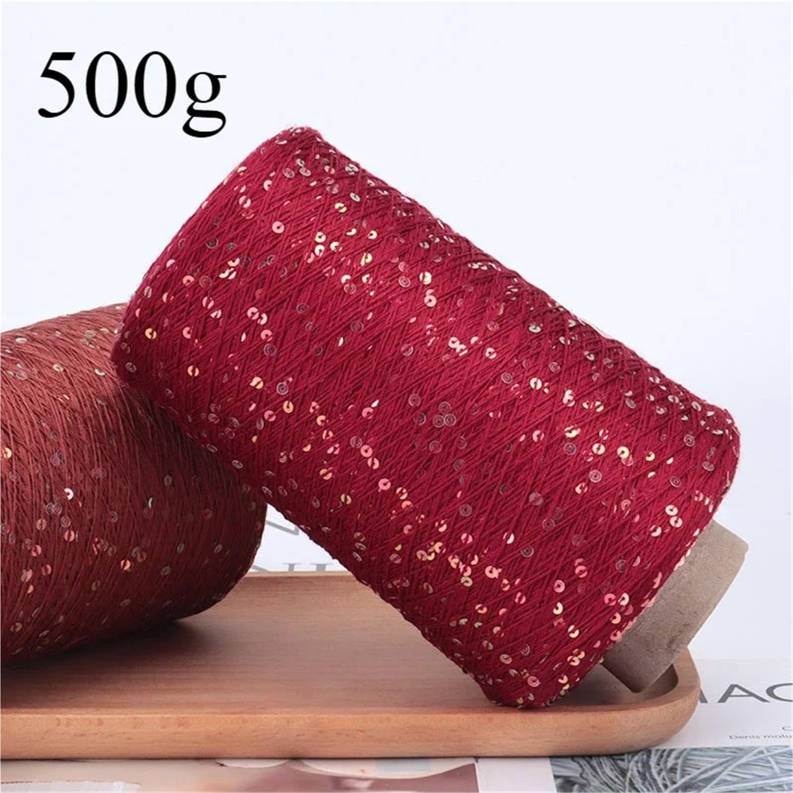 Hilos para Crochet Hilo de lentejuelas 500g, hilo cuentas seda, Tencel colorido tejido a mano, ropa DIY, chal, bufanda, ganchillo, 4Km/barril(Color 30)