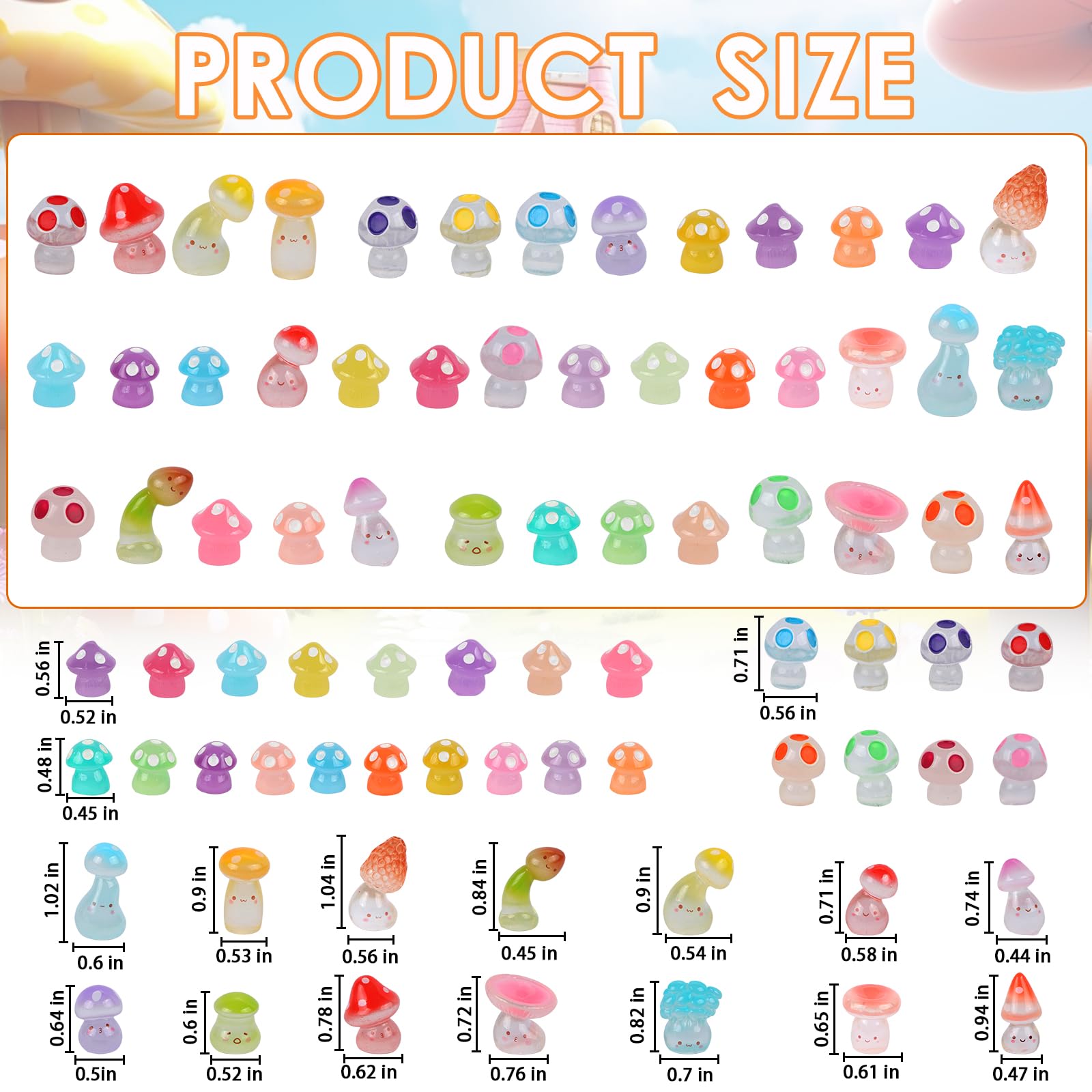 LALASTYLE 40Pcs Mini Resin Mushroom Glow in the Dark Miniature Resin Luminous Mushroom Figurines Tiny Small Animals for Micro Landscape Fairy Garden Terrarium - Image 2