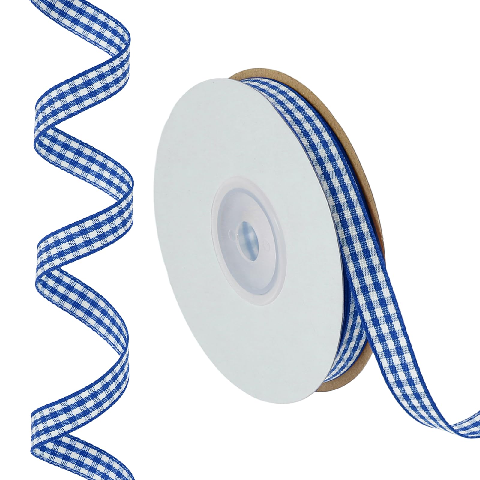 PATIKIL 23 m x 1 cm Plaid Ribbon, Blue Gingham Ribbon Gift Wrapping Ribbon for Thanksgiving Bow Wreath Craft Birthday Wedding