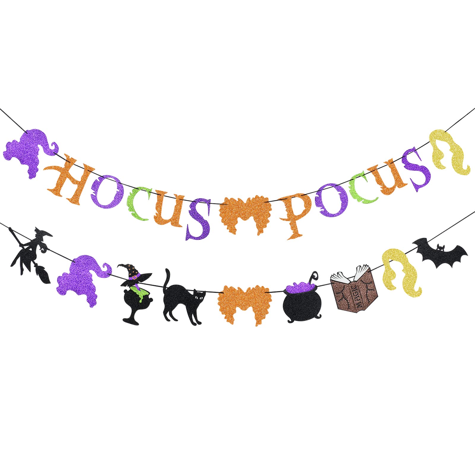Halloween-Girlande „Hocus Pocus“ Mit Trank-Schildern – Lila, Ca. 12,7x12,7 Cm, Für Party-Deko