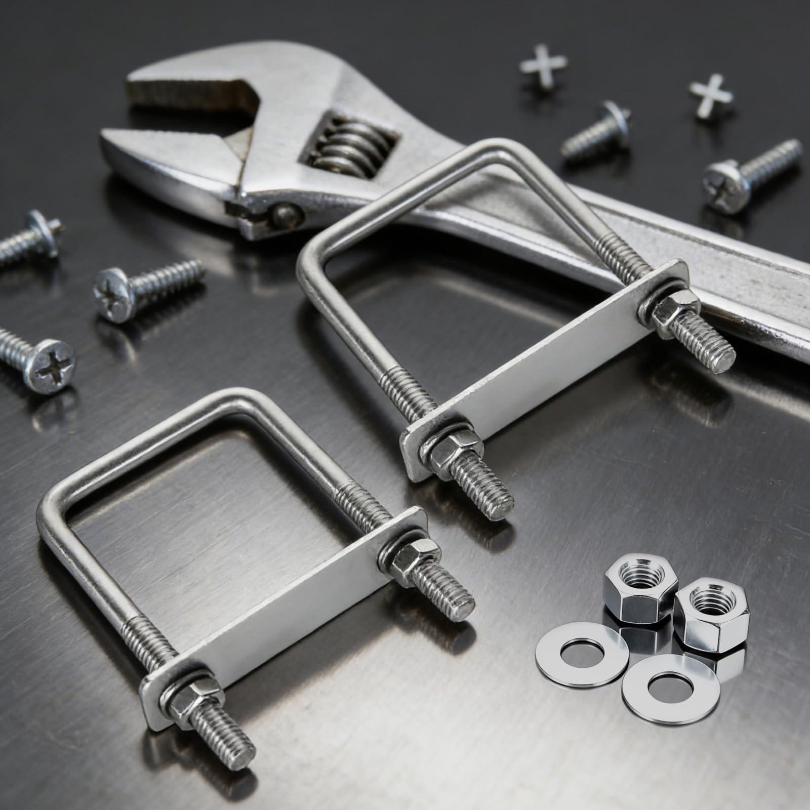 CertBuy 8 Pack Square U-Bolts 2-1/2"""" Inner Width 100mm Length 304 Stainless Steel U Bolts With Washers And Nuts Replacement Parts And Accessorie~p139082710 - View #9