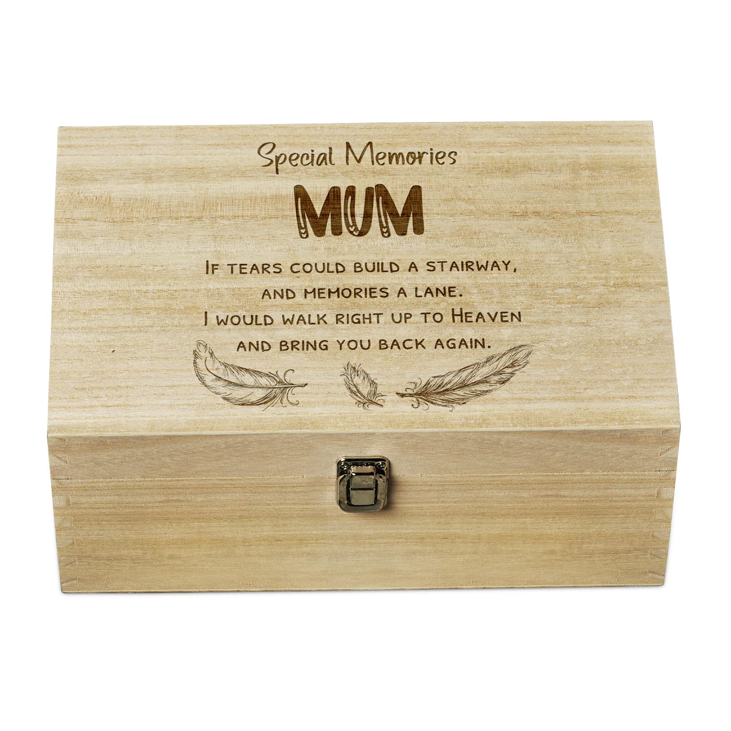 Ukgiftstoreonline Brown Mum Remembrance Large Wooden Memory Keepsake Box Gift