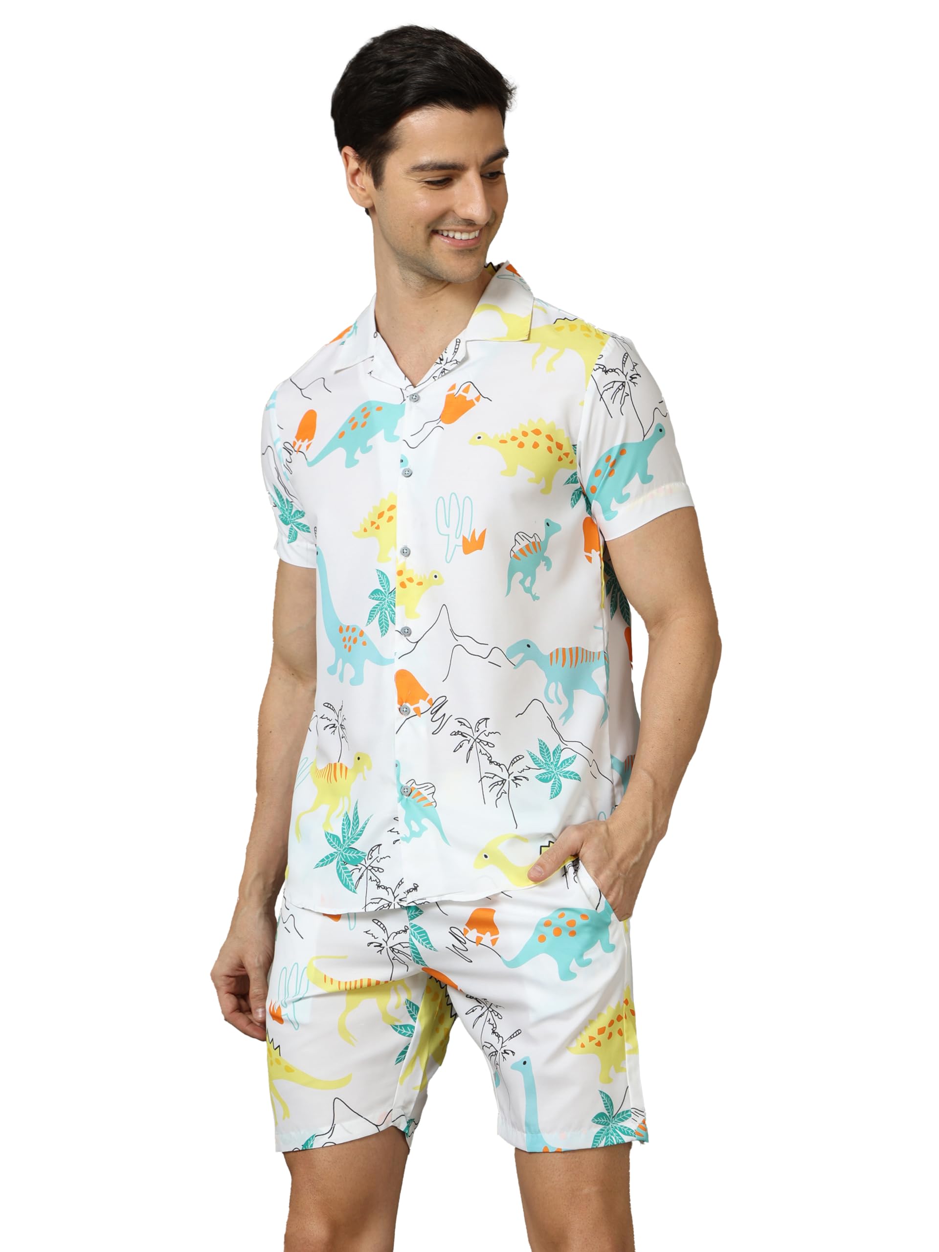 bushirt Mens Printed Regular White Color Night Suit Set-MNS0187-picture-10