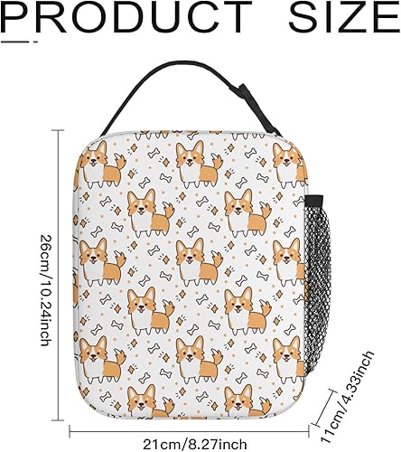 Miniatura 6 de Bolsa de almuerzo reutilizable con diseño de Corgi para hombres y mujeres, lonchera portátil aislada a prueba de fugas, bolsa de mano para oficina,
