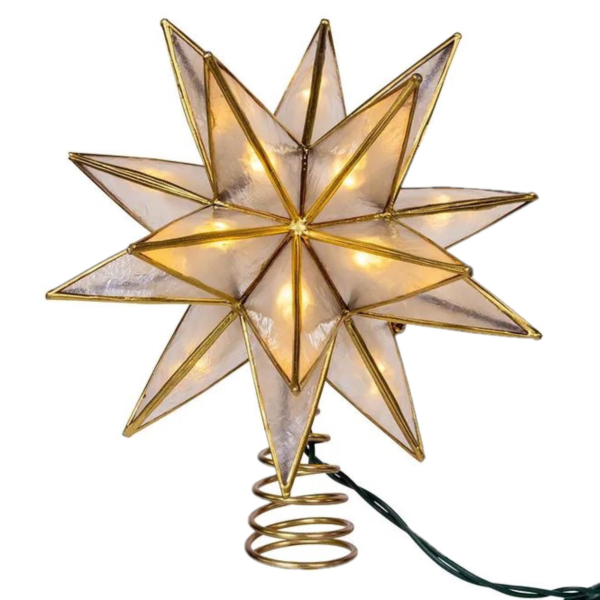 Kurt Adler Cimier de Sapin Sputnik Capiz doré à 10 lumières LED, 15 Points, 21 cm