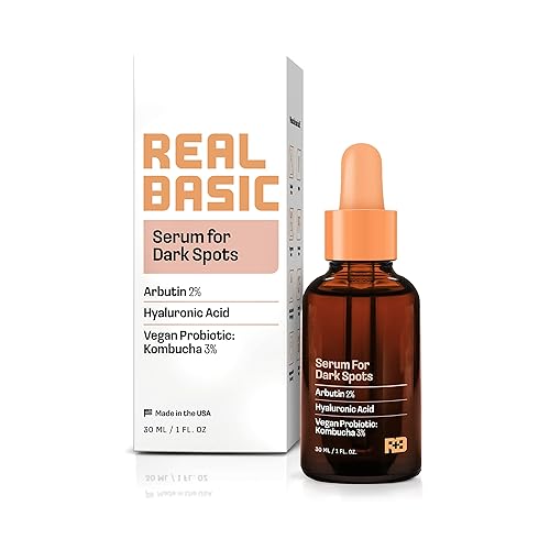 Miniatura 2 de Real Basic Suero para la piel para manchas oscuras con arbutina, ácido hialurónico y kombucha probiótico vegano, 1 oz. Suero de arbutina y suero de