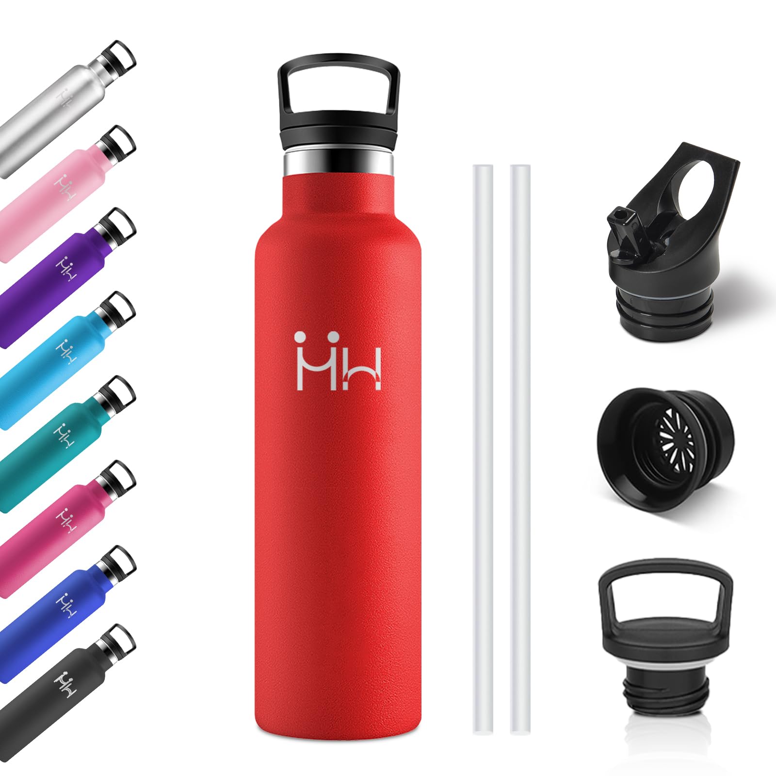 750ml Stainless Steel Water Bottle with Straw, Double Walled Thermal Insulation, BPA Free, Leak Proof, Reusable, Thermos for Sports, Gym, Travel