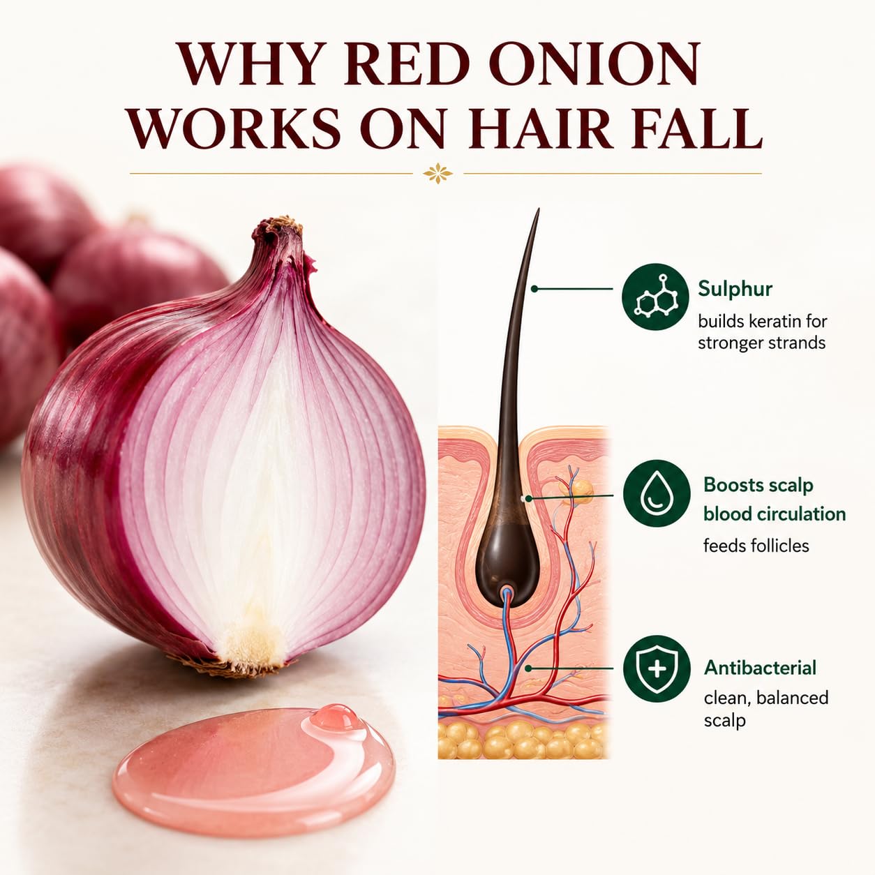 Red Onion Hair Growth Oil with Natural Herbs and Nourishing Oils, 6.8 Fl Oz