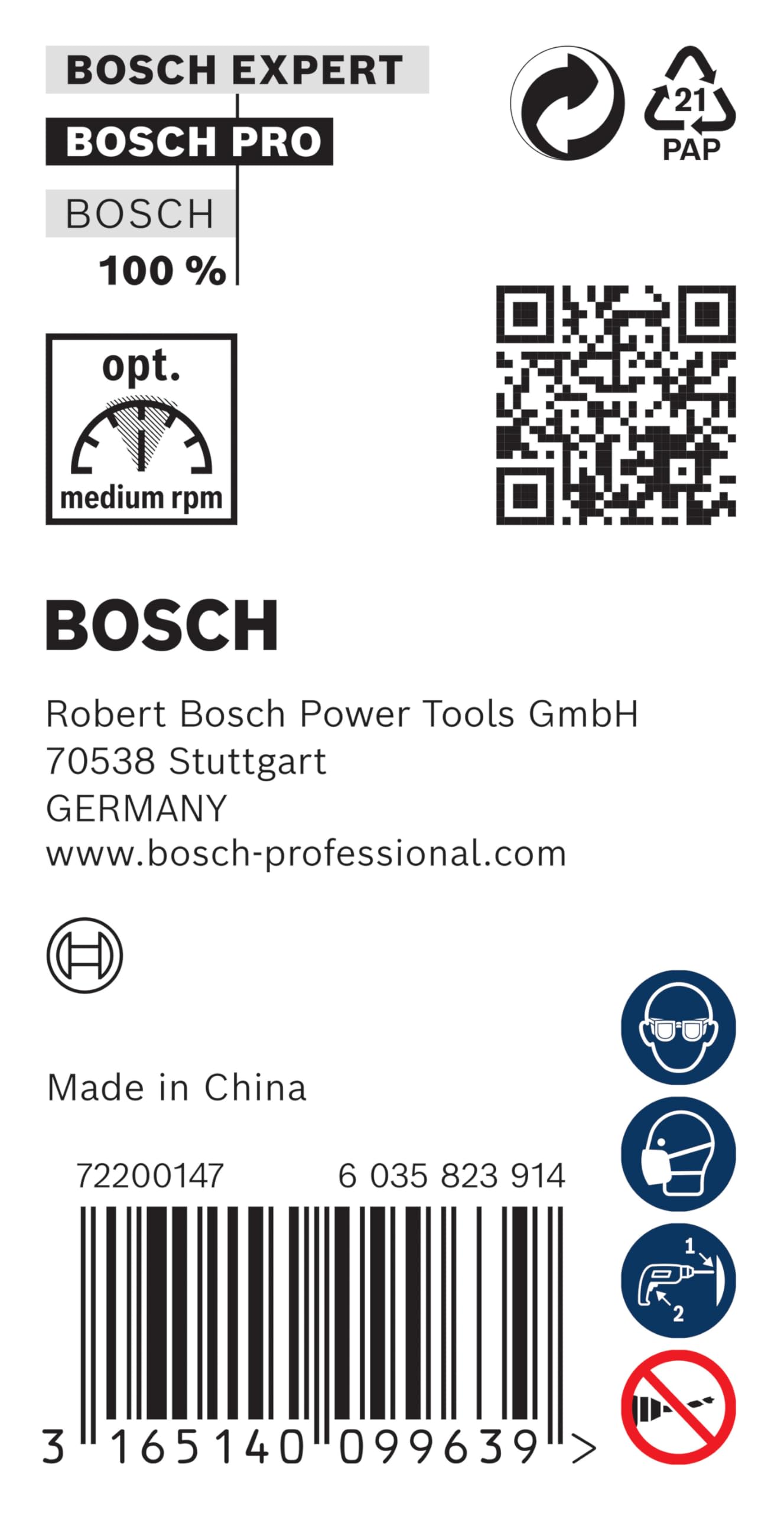 Bosch Professional Broca para Mecanizar Madera Punta en M (Ø 12 x 340 x 400 mm, Accesorios Taladros Rotativos)