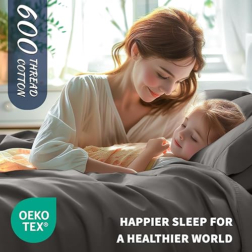 Miniatura 4 de Shilucheng Juego de sábanas de 100 % algodón tamaño King, 1000 hilos, sábanas de algodón egipcio de lujo, ropa de cama y fundas de almohada