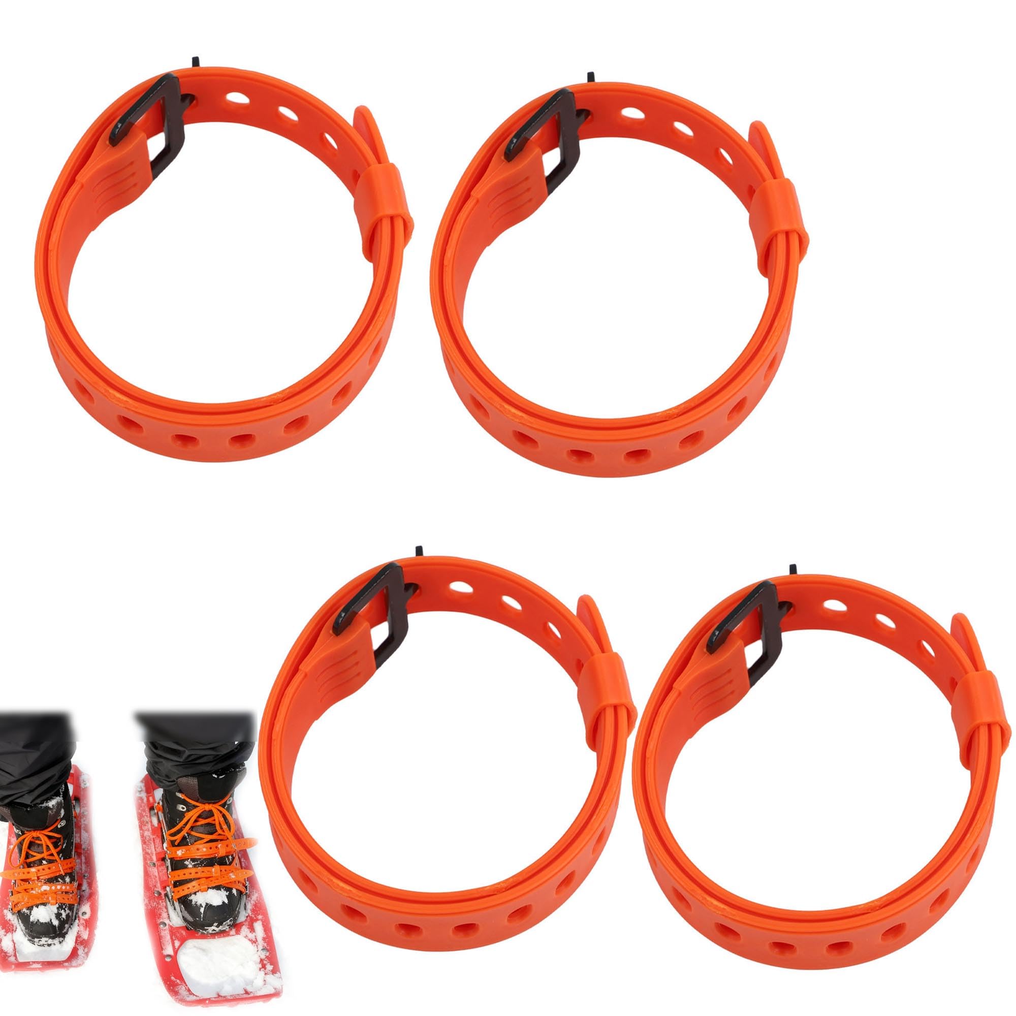 ZAHD 4 PCS verstellbare Schneeschuhe Schneeschuhbindungen Skischuhwickel Schneeschuhen Tragbare Schuhgreifer Skischuhwickel Zum Binden von Mehrzweck für Skifahren Ersatzriemen