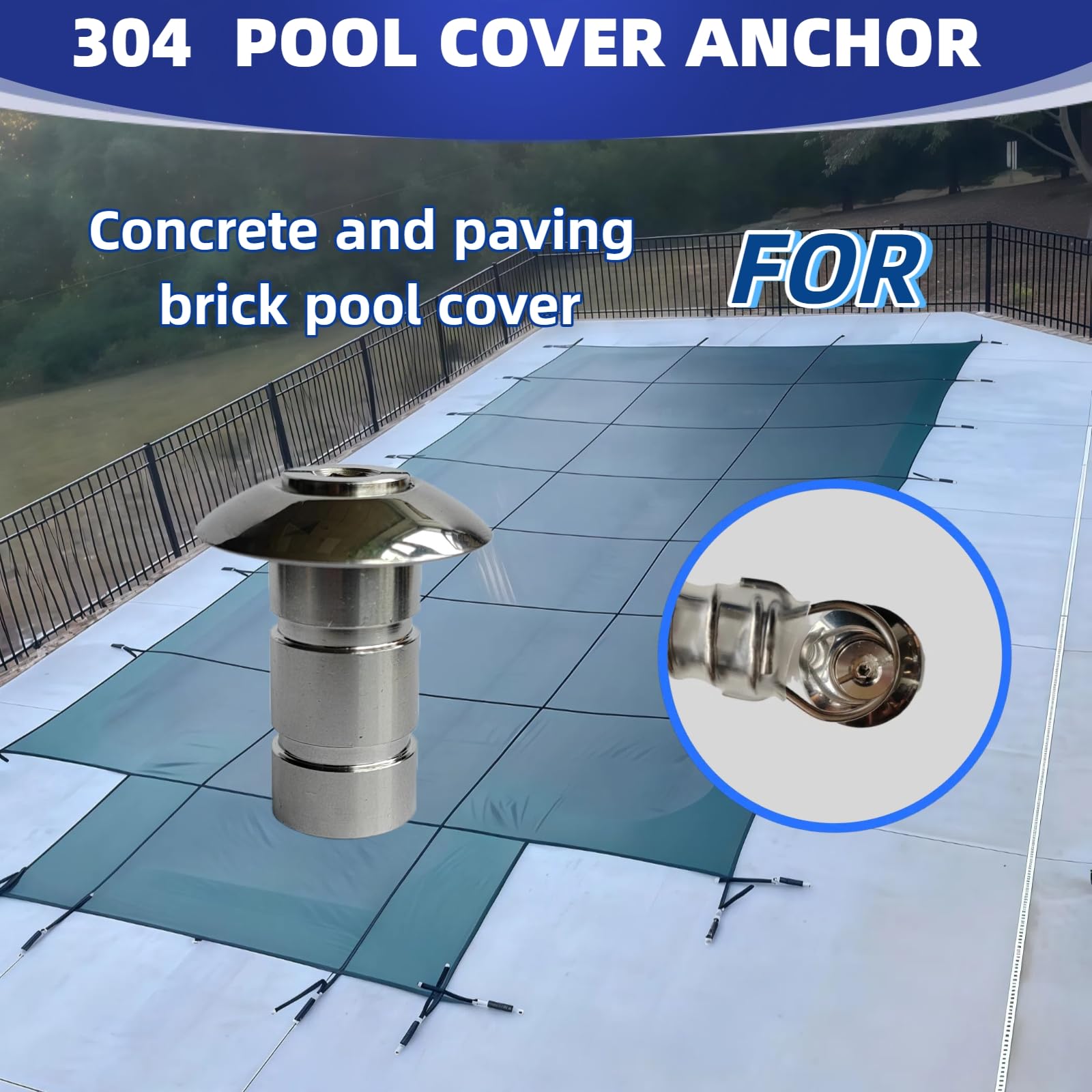 Poolabdeckungsanker aus 304 Edelstahl, 10 Stück