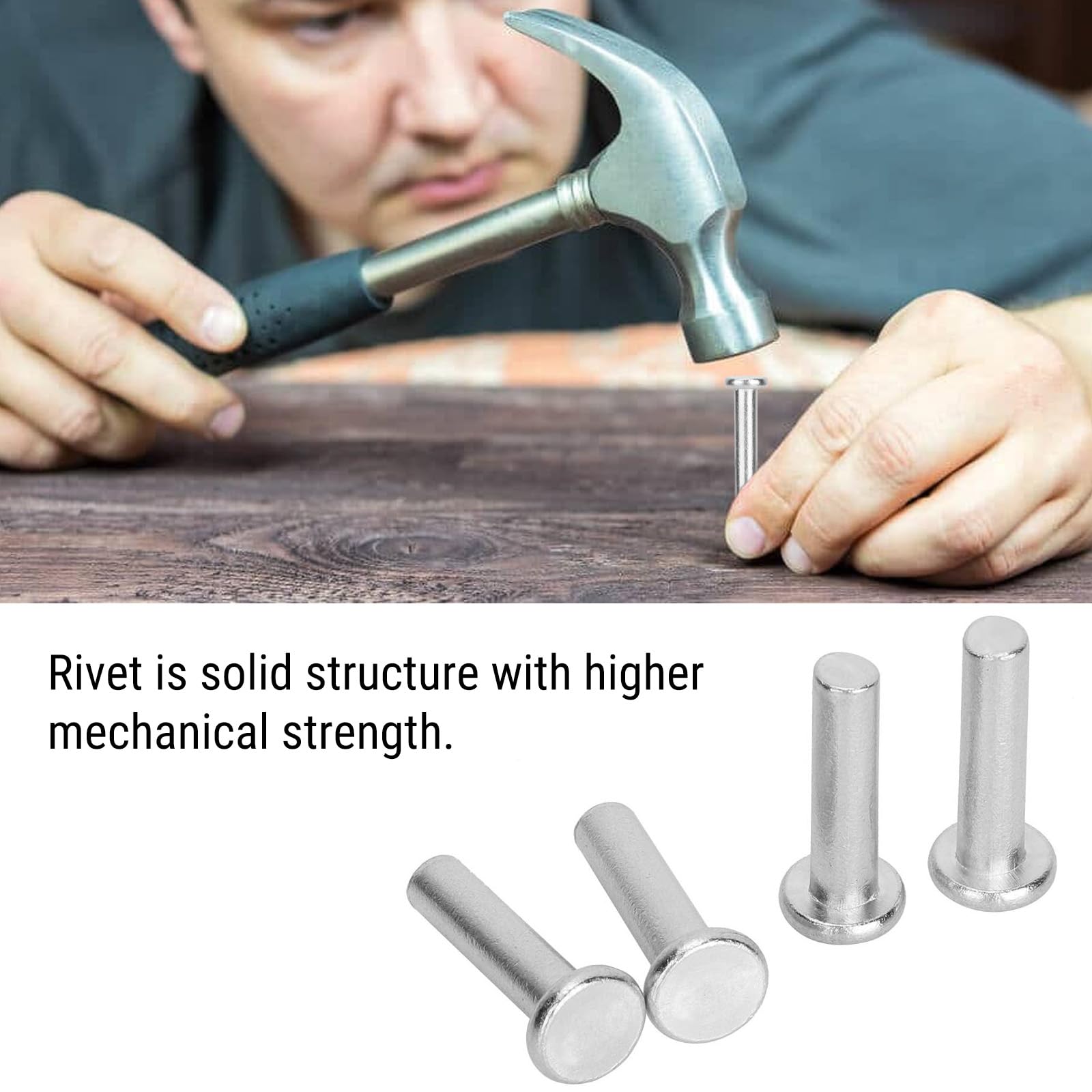 Telituny Solid Rivet-20pcs GB867 M6 Flat Head Aluminum Rivets Flat Head Solid Rivet(M6*25) - Image 2