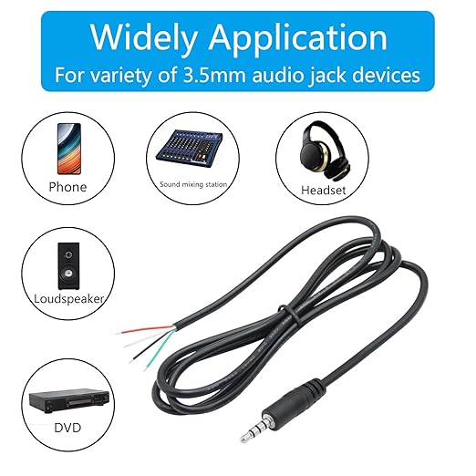 4 Piezas Cable 3.5mm Macho a 4 Pines Pelado 91cm TRRS Estéreo Reparación miniatura 5