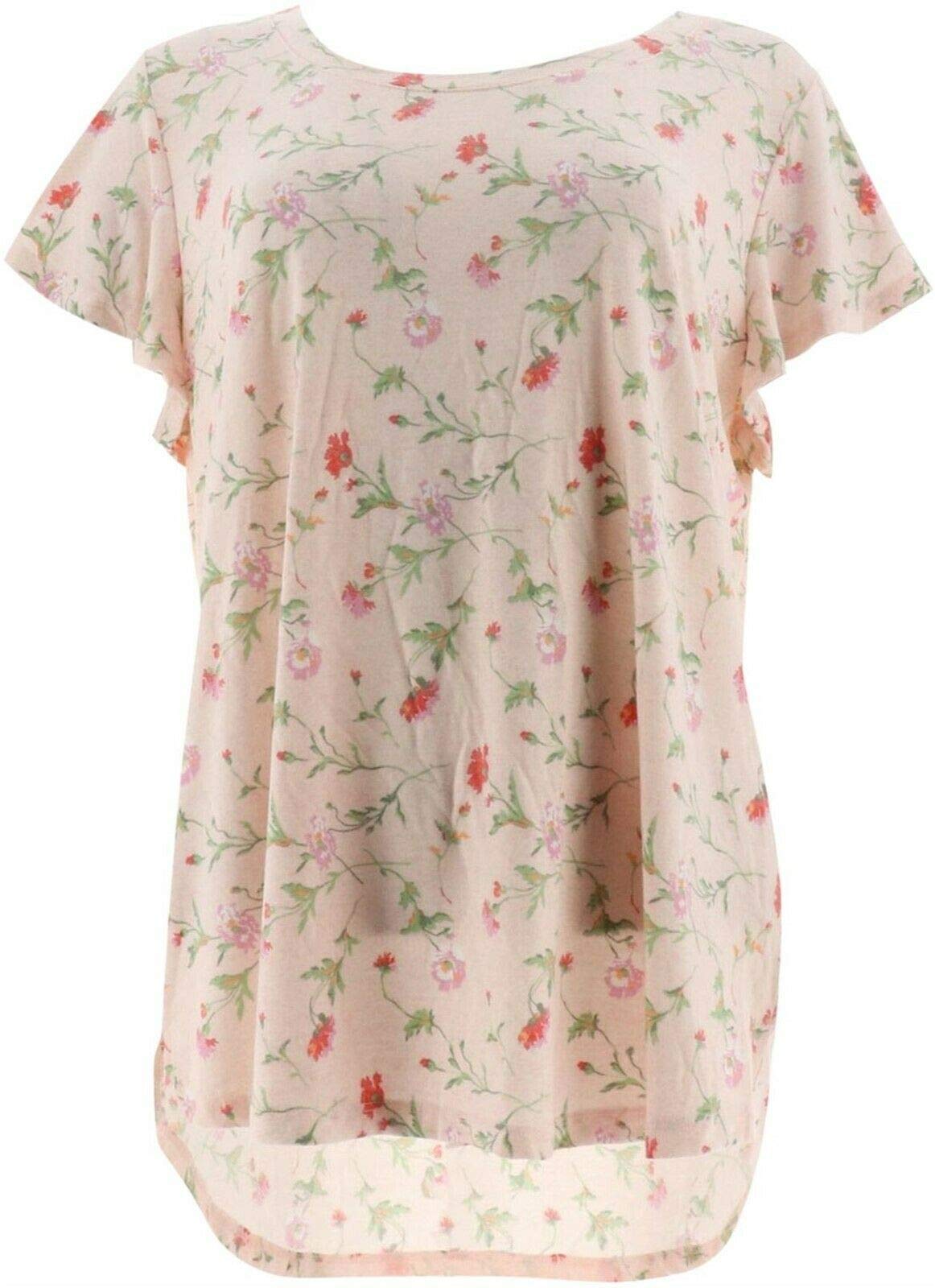 Isaac Mizrahi True Denim Ditsy Floral Knit Top A306436