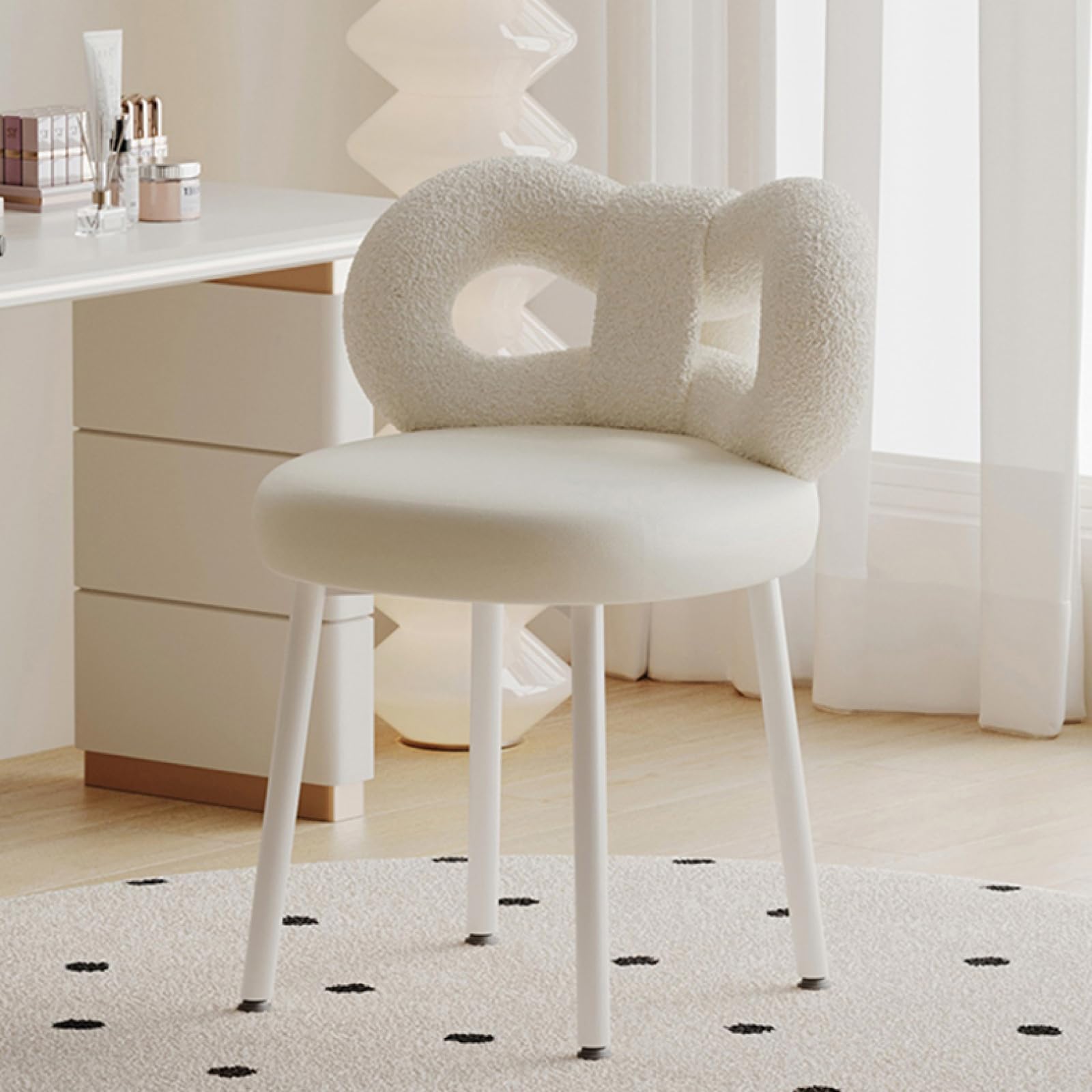 Silla de tocador moderna giratoria con respaldo para dormitorio y salón