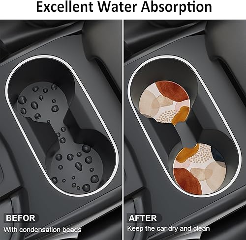 Miniatura 4 de Portavasos para automóvil, arte abstracto simple, para portavasos de automóvil, universal, antideslizante, accesorios interiores de vehículos, 2