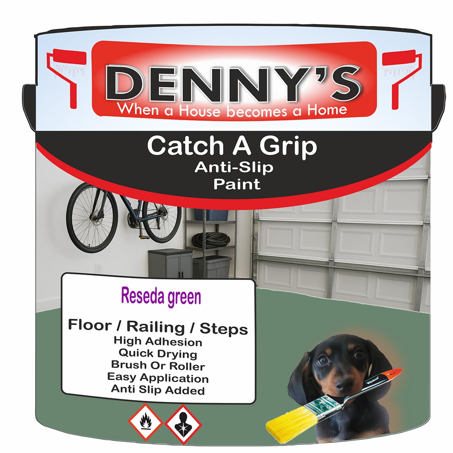 Catch A Grip Anti Slip Floor Paint – Non Slip Coating for Steps, Railings & Garages – 170 Colours, High Adhesion, Quick Dry, Multiple Sizes (Reseda green, 2.5 Litre Tin) — image 1