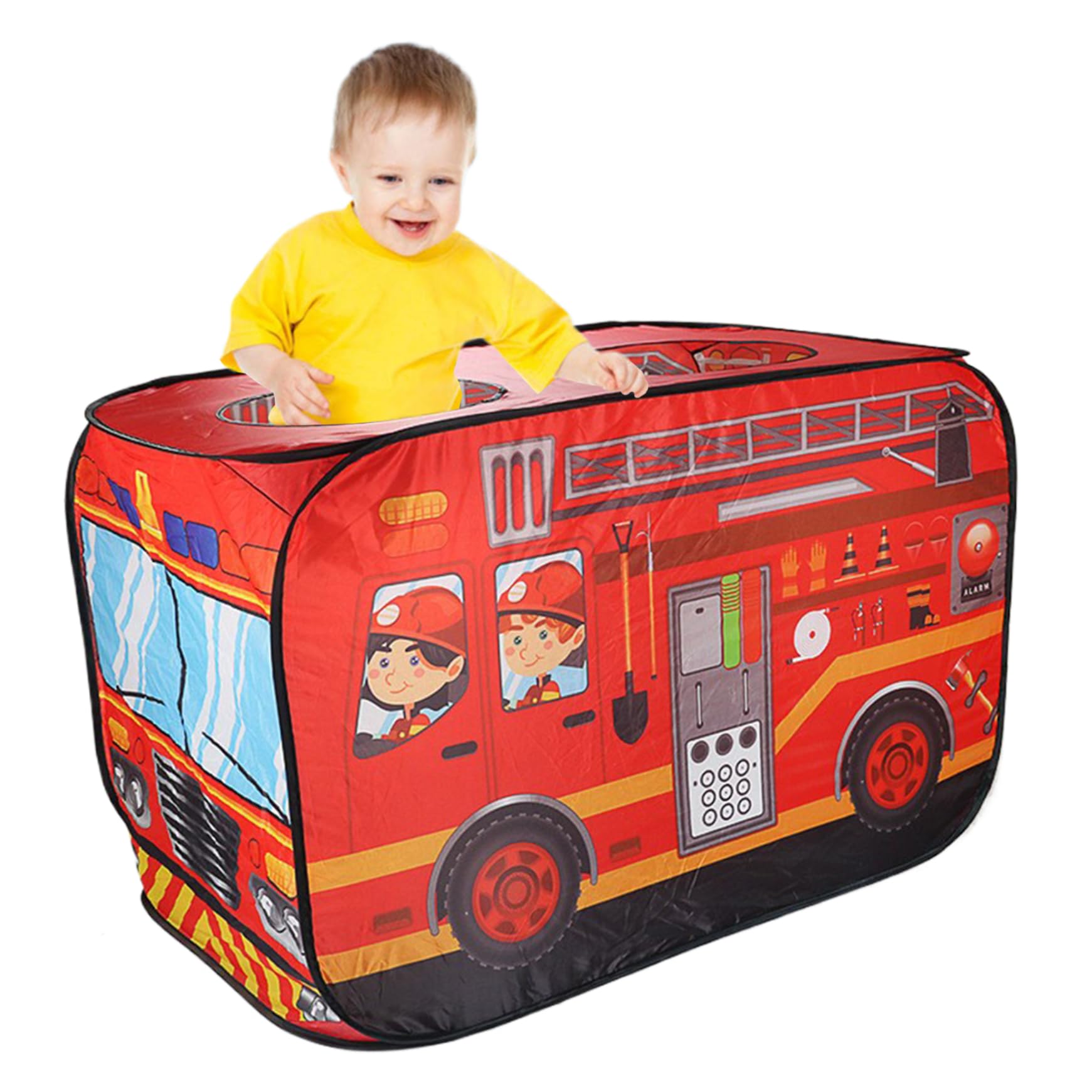 AwnsIMfreien Fire Truck Tent, up Tent for Kids Foldable Oxford Cloth Fire Truck with 3 Openings, 44x26x30 Inch Large up Play - Image 7
