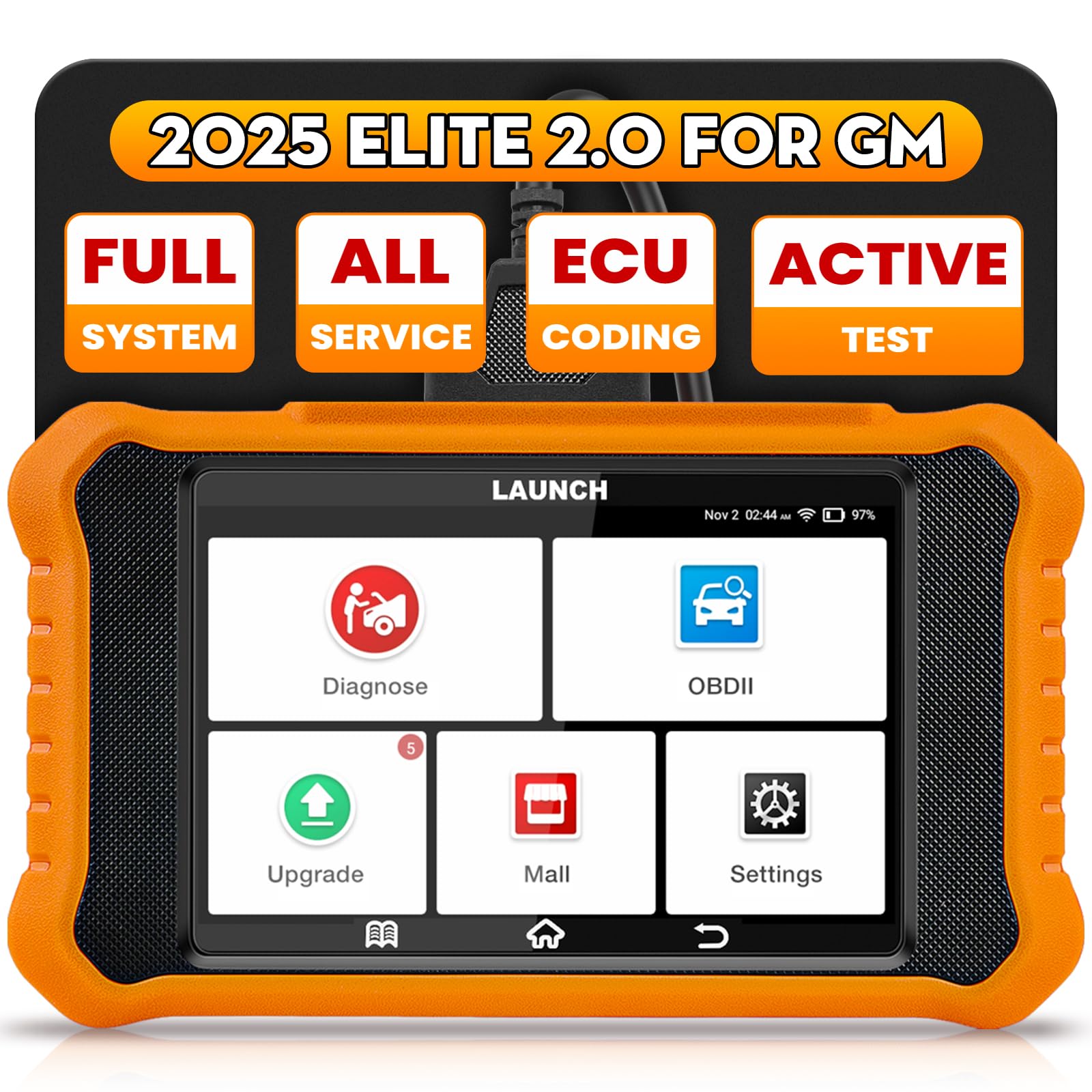 2025 LAUNCH Creader Elite V2.0 fit for GM Bi-Directional Scan Tool, All Reset Full System Diagnostic Scanner for Buick/Chevrolet/Cadillac/GMC, AUTOVIN, Full OBD2 Code Reader, Lifetime Free Update