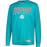 Ultra Game NFL Official Adults Super Soft Game Day Long Sleeve T-Shirt - Unisex&comma; Miami Dolphins&comma; Team Color&comma; Medium