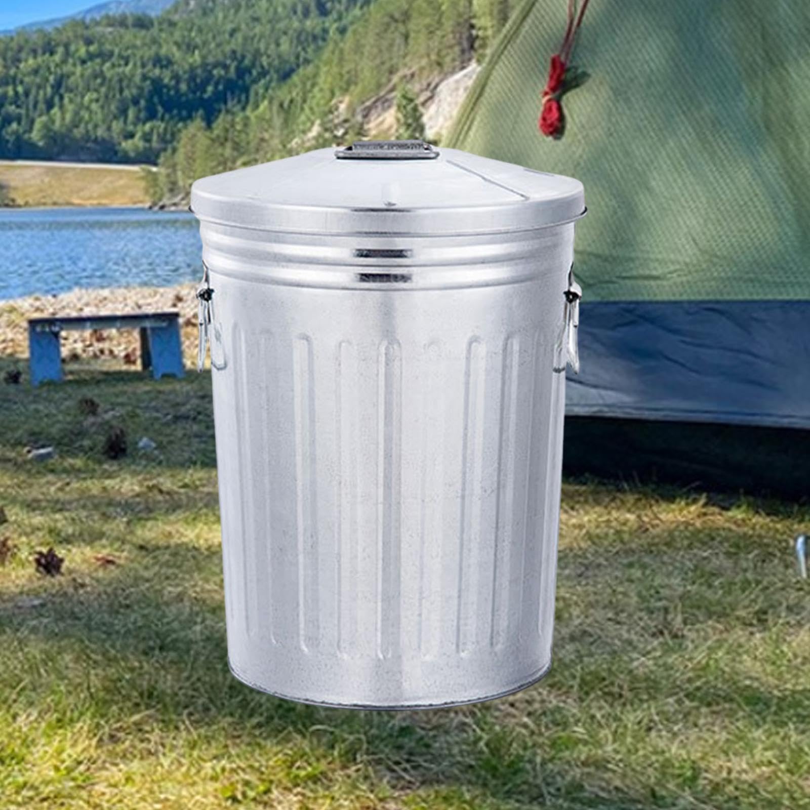 Cubo de Basura Metálico para Exteriores de 8 litros con Tapa Hermética, Contenedor de Compost, Resistente Y Rústico para Residuos.