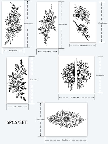 Miniatura 10 de 6 hojas de tatuajes temporales, tatuajes semipermanentes, tatuajes falsos, 1-2 semanas de tatuaje, para mujeres maduras y elegantes, tatuajes de