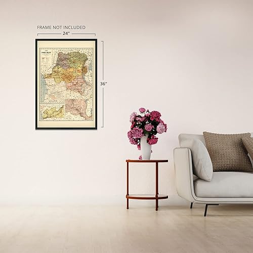 Miniatura 4 de HISTORIX Mapa vintage del Congo belga de 1896 - Arte de pared vintage del Congo de 24 x 36 pulgadas, mapa de la República Democrática del Congo -