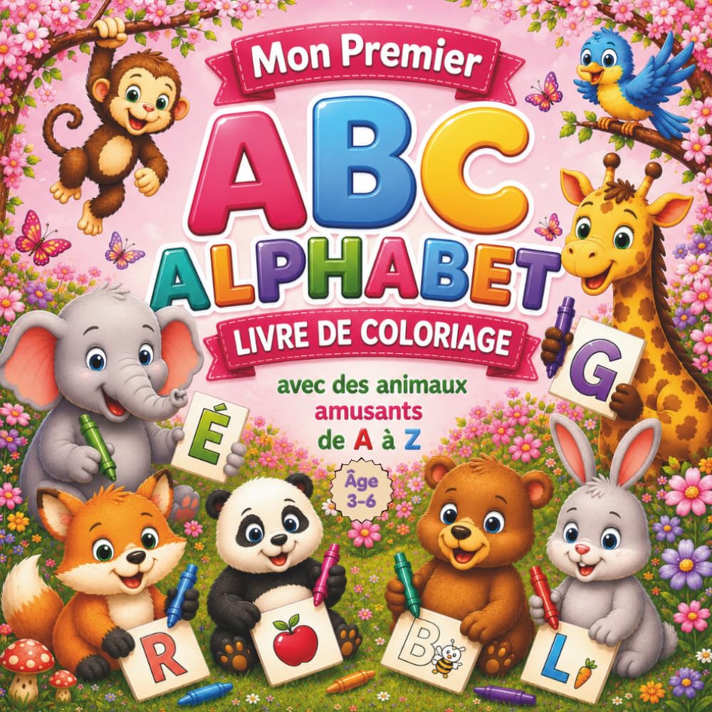 Mon Premier ABC Alphabet: Livre de coloriage avec des animaux amusants de A à Z