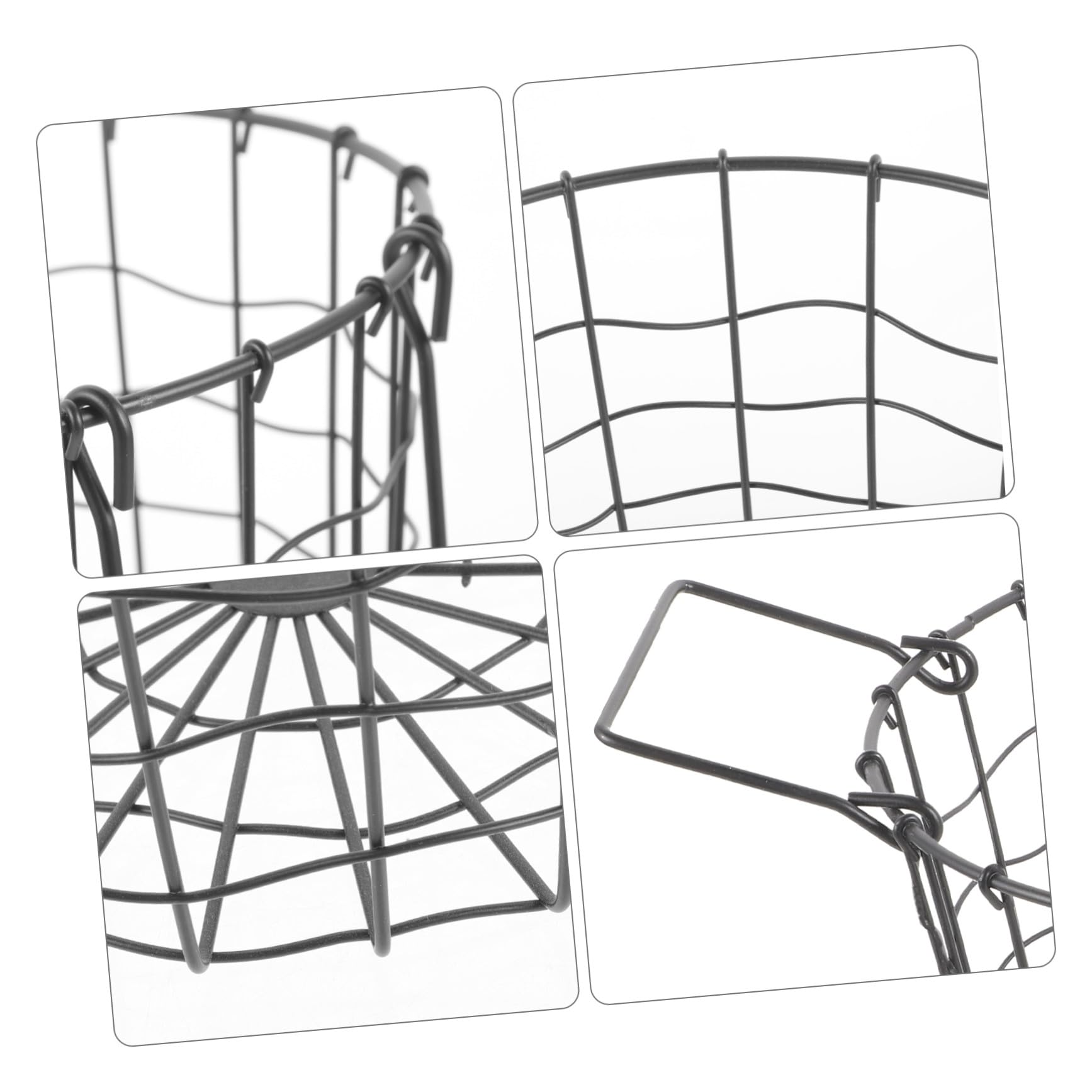 Cesta de Almacenamiento de Hierro Negro de Gran Capacidad y Estructura Resistente Adecuada para Uso en Exteriores y Guardar Otros Artículos