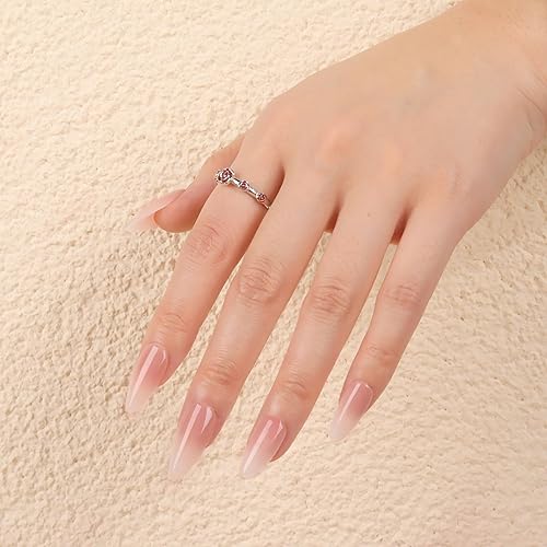 LADYING - Uñas postizas a presión de longitud media con pegamento de uñas, uñas acrílicas brillantes de cobertura completa, uñas acrílicas adhesivas