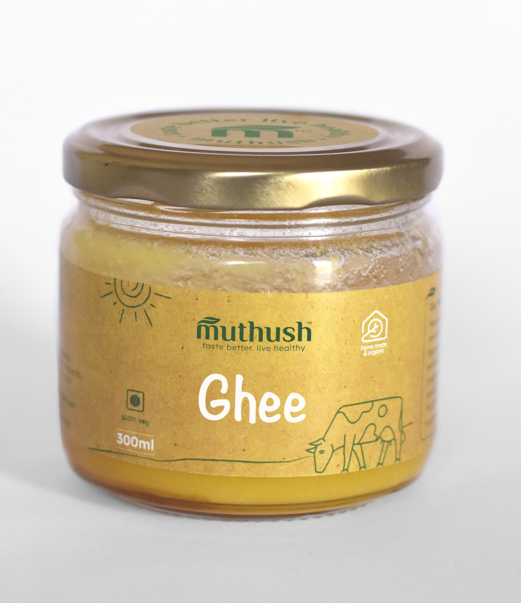 Muthush 300 ml Cow Ghee | 100% Pure | Homemade | Village Cow Ghee | Fresh & Natural | Bilona Method | Hand Churned Curd | Unadulterated | Rich Refreshing Aroma & Nutrition (B0D3PYG4W4) Amazon Price History, Amazon Price Tracker