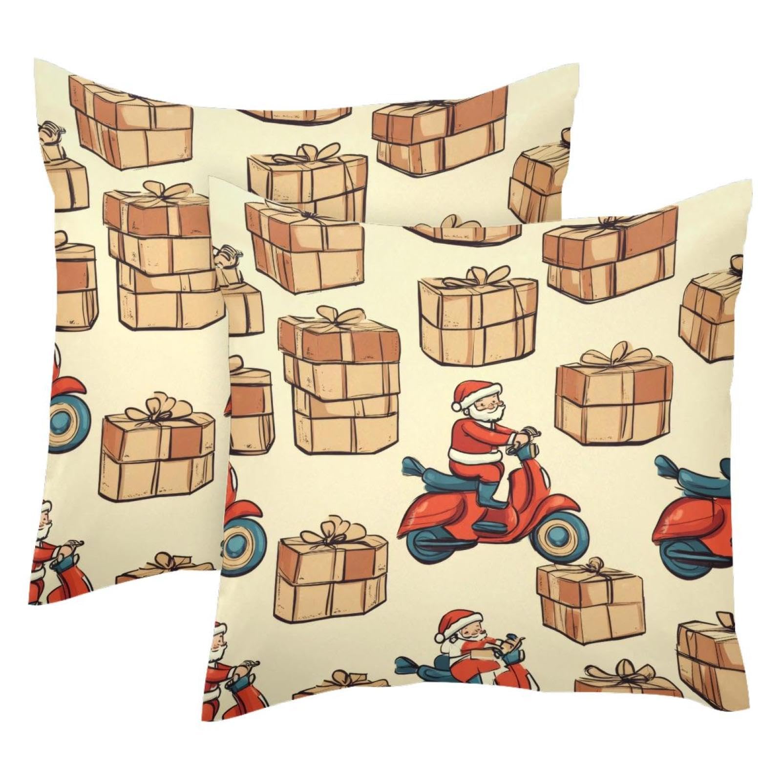 Housse de coussin velours Père Noël 50x50 pour cocooning hivernal