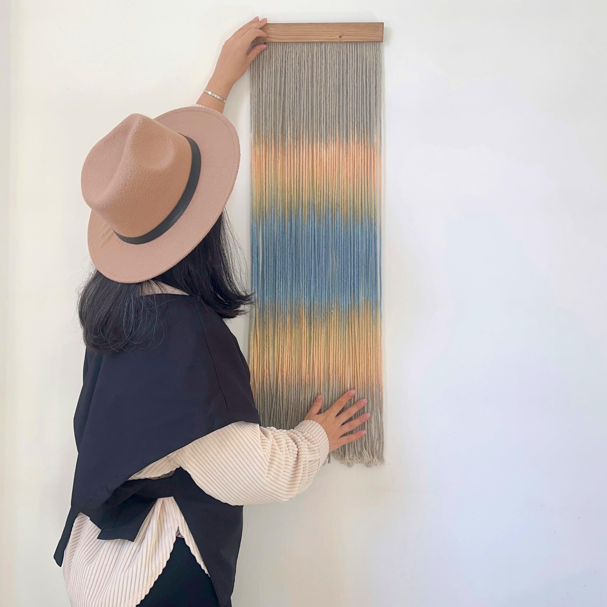 Knots & BeyondGray Colored Macrame Wall Hanging, Yoga Tapestry Wall Hanging, Boho Yarn Wall Art, Modern Bohemian Wall Decor, Quantity 1, 12" x 37"