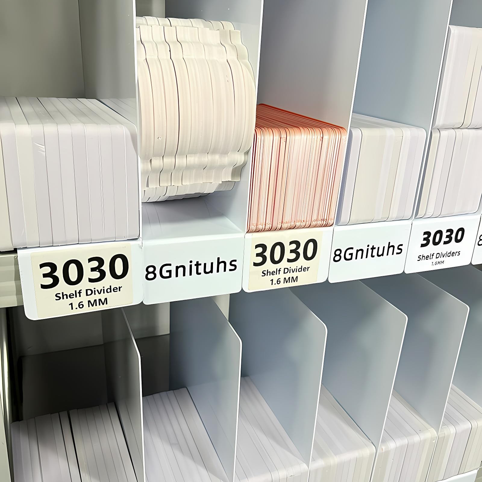 Vici 50 divisori per mensole da 30 cm x 30 cm, 1,6 mm, per magazzini, etichette per scaffali, separatori di carta per stanze artigianali, magazzini, divisori in plastica per scaffali, organizer per