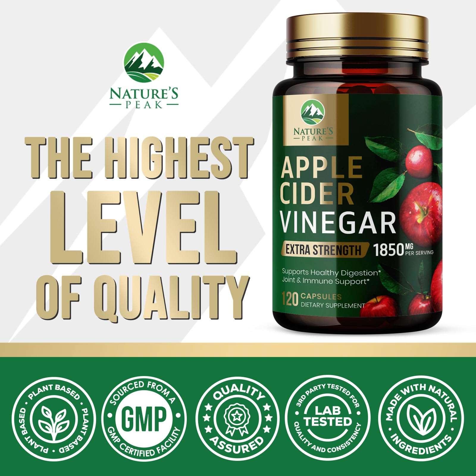 Apple Cider Vinegar 1877mg Per Serving - Vitamin D3, Zinc & Best ACV Supplement Pills Supporting Gut Health for Better Digestion & Immune System Support, Sourced from The Mother - 120 Capsules — Amazon image 4