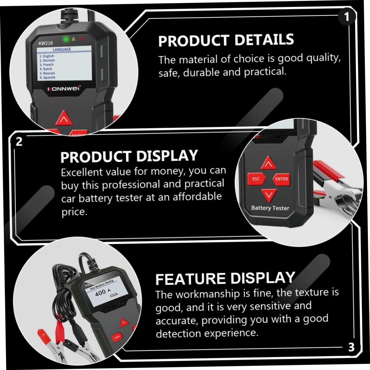 Quality Car Battery Tester Auto Battery Analyzer Safe Practical Easy to Use Car Testing Equipment Excellent Value