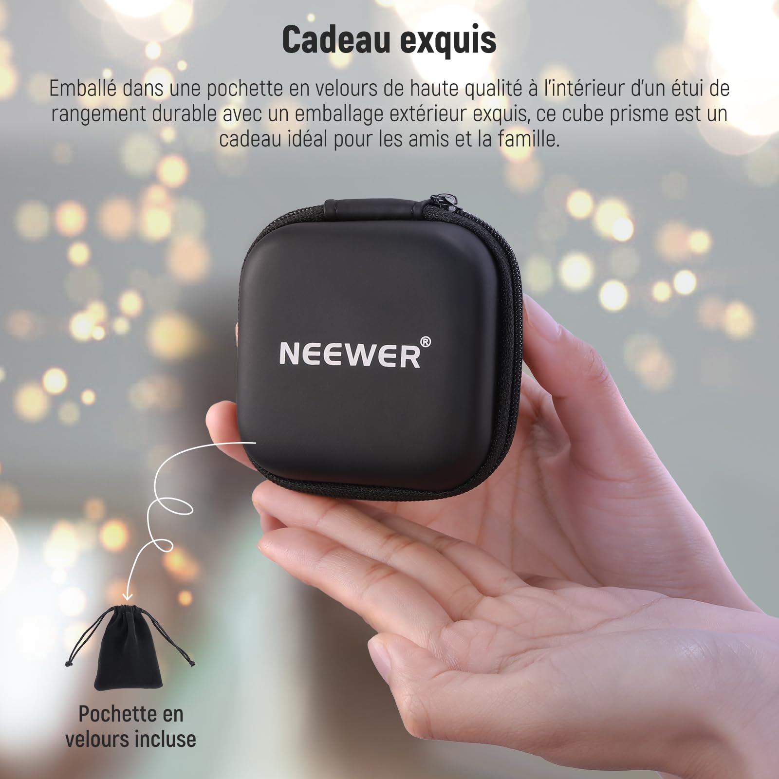NEEWER Prisme Polyèdre Cristal K9 de 20mm, Cube en Verre Optique Couleur HD, Prisme à Dispersion RGB, Prisme Optique à Facette pour Photographie,Décoration,éducation Physique du Spectre Lumineux,CY004