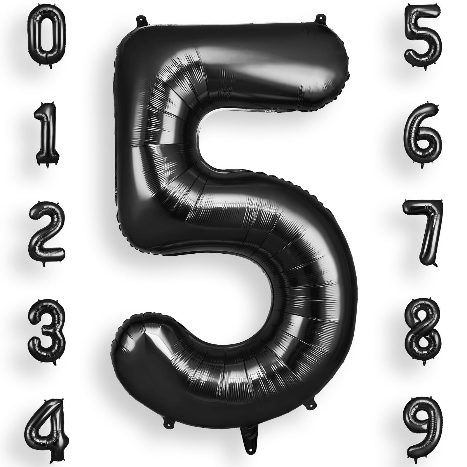 AOOSU Zahlen Luftballon Schwarz Folienballon 5, 40 Zoll Helium Ballons Geburtstagsdeko Party Deko Ballon Zahl Deko zum Geburtstag Silvester Deko Neujahr Deko