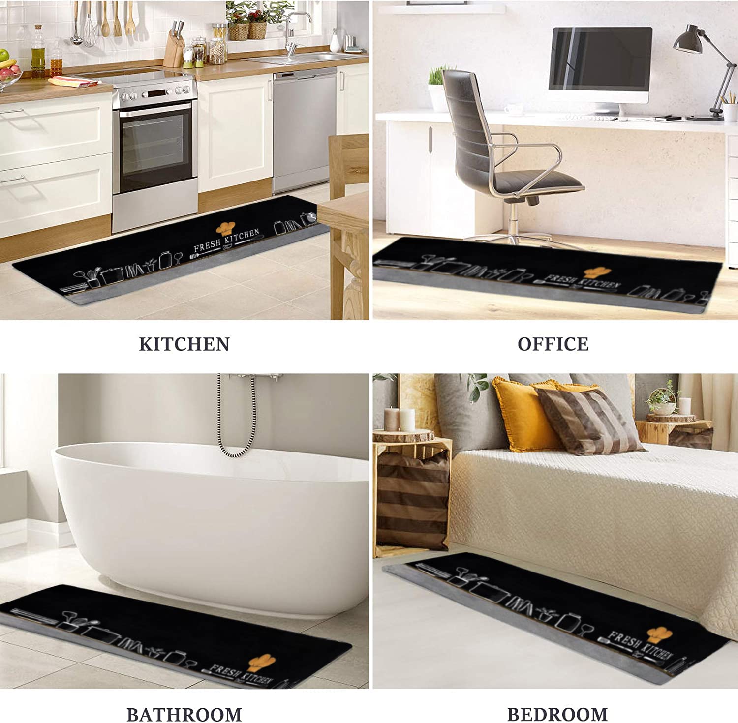 2 pezzi Tappetini da Cucina, Antiscivolo, passatoia Lavabile, Impermeabile, Resistente all'olio Durevole zerbino per interni, 40 * 60cm+40 * 120cm