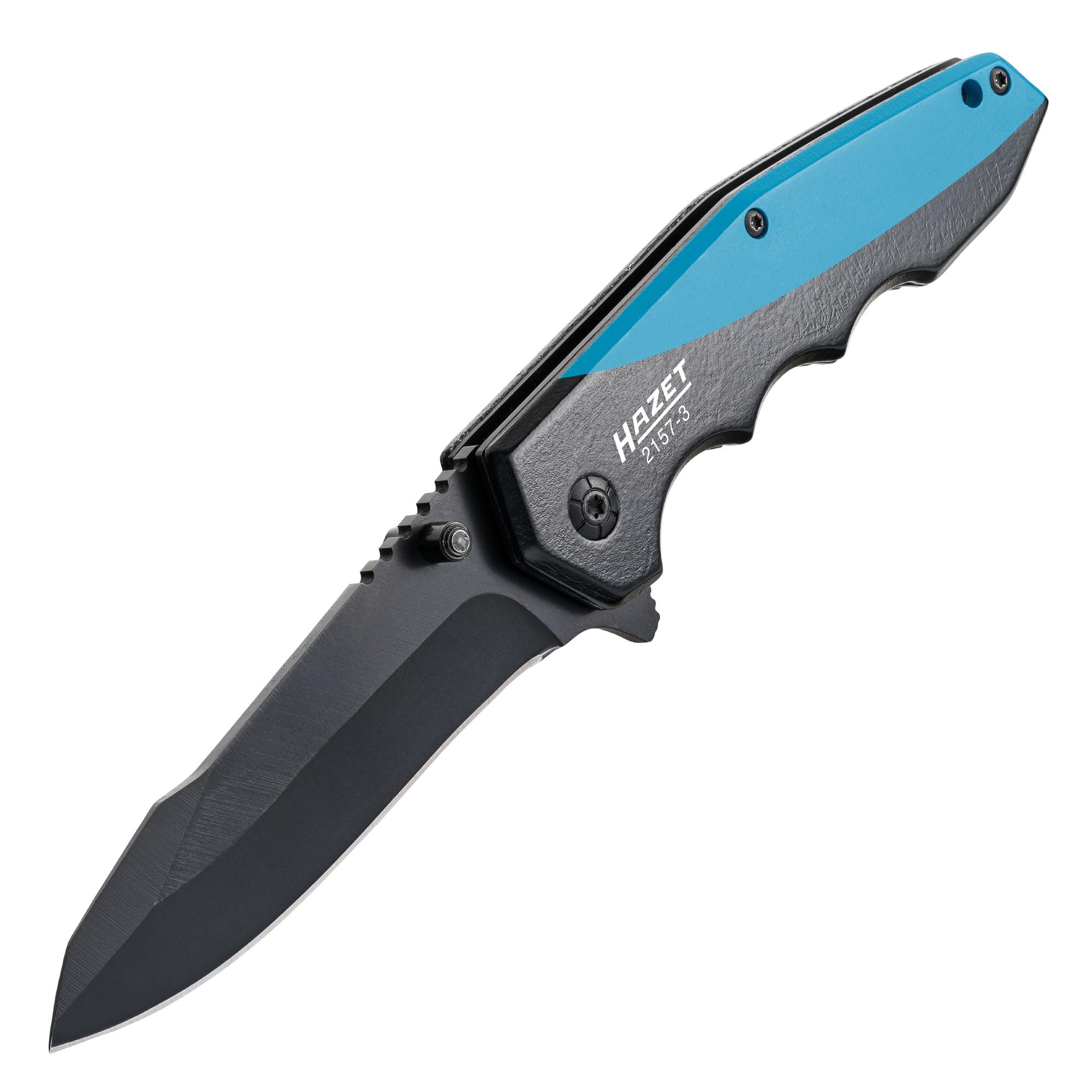 HAZET 2157-3 Pocket Knife, Stainless Steel Blade, For Outdoor Use, Aluminum Handle, Finger Recessed